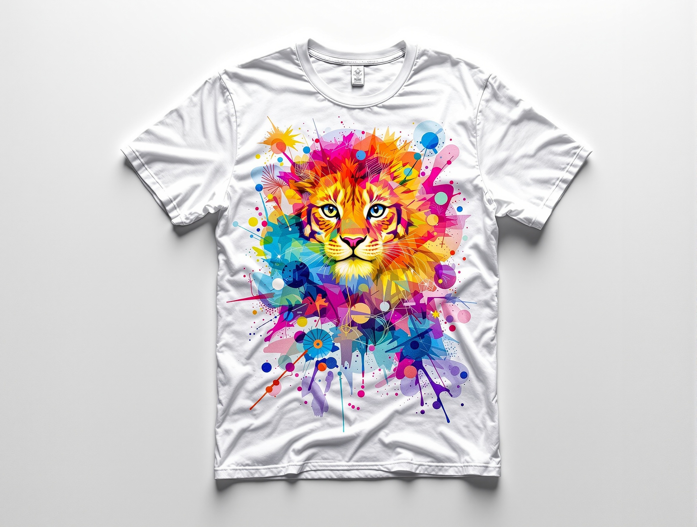 Custom Printed White T-Shirt with Colorful Design